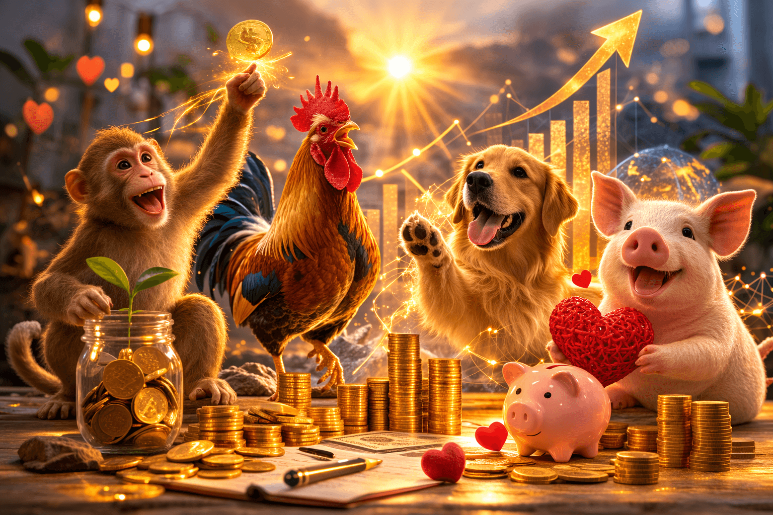 적마홍양의 흐름을 타라: 원숭이띠, 닭띠, 개띠, 돼지띠 2026-2027년 재물운 및 연애운 예측